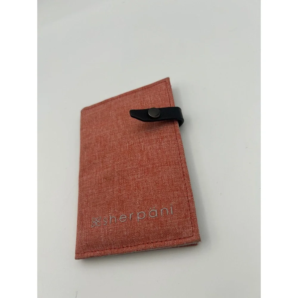 Sherpani Passport Wallet Red Orange Heathered Slim Travel Organizer Snap Closure